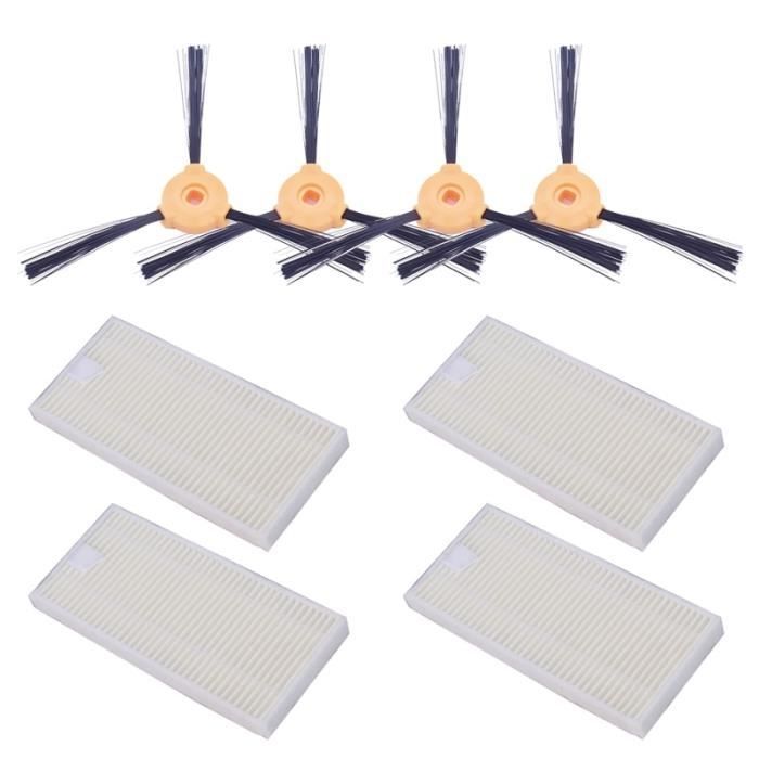 4 brosse et 4 HEPA - Robot aspirateur avec brosse latérale filtre hepa pour Conga Slim 890-750 pièces d'aspir