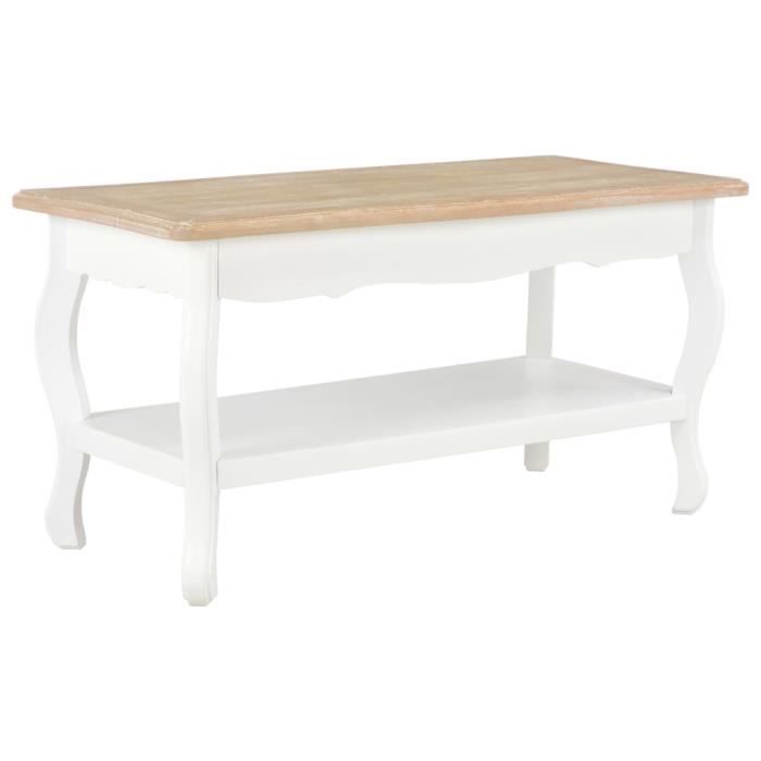 Table basse Blanc et marron 87,5x42x44 cm Bois de pin massif