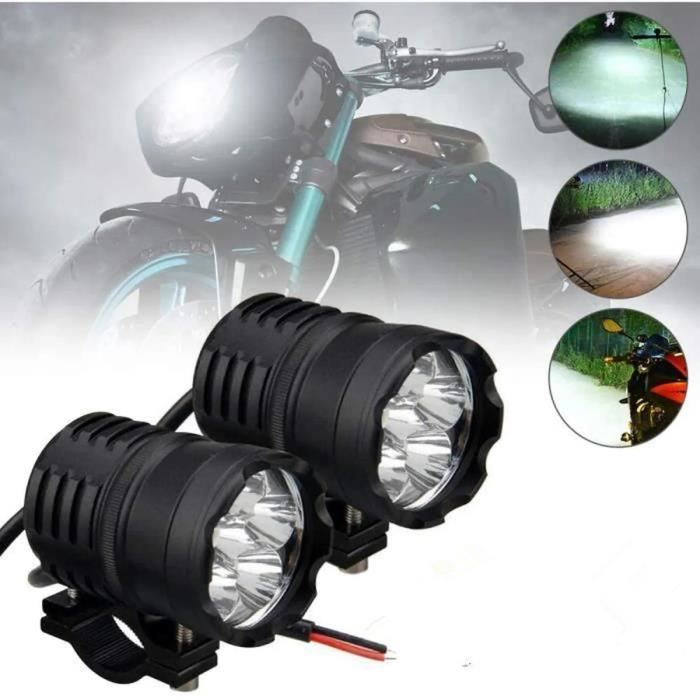 2 pcs 60 W Phare LED universel pour moto, 6 LED, feux antibrouillard, feux de circulation diurnes 12 V 24 V