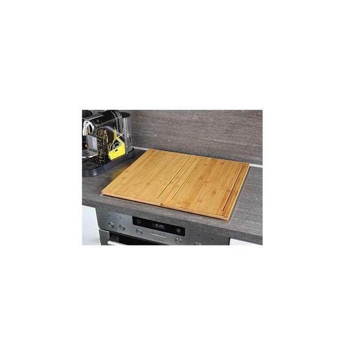 Lot de 2 couvre-plaques / planches à découper en bambou 50 x 28 cm