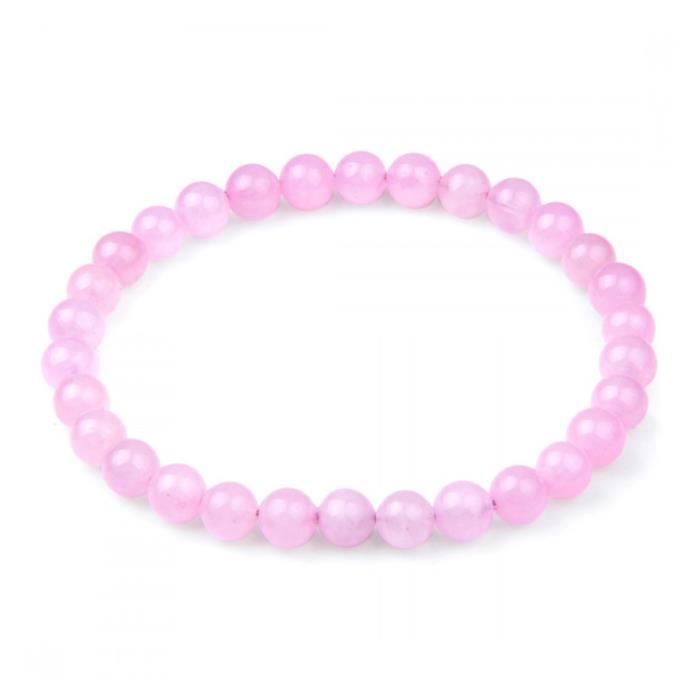 Bracelet Lithothérapie perles 6mm en Quartz rose - Paix et Amour Rose
