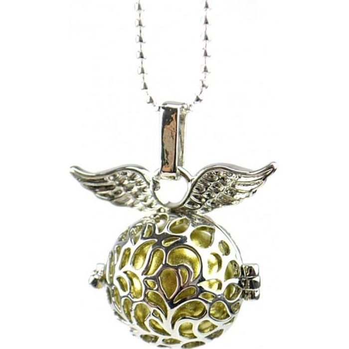 Collier fantaisie Bola de grossesse -Ailes d'Ange- en métal argenté Doré