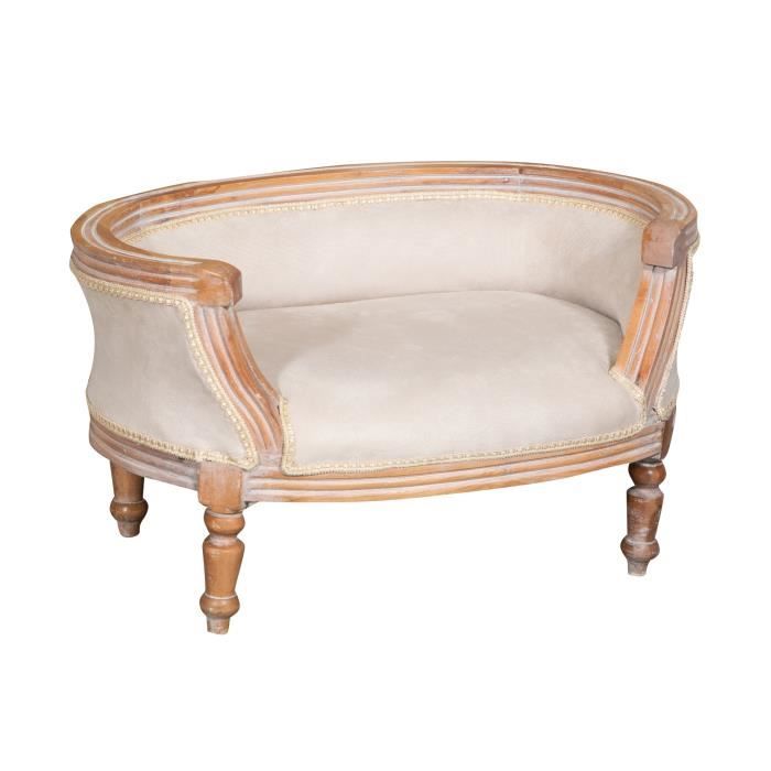 Pouf Louis XVI de style français en hêtre massif -
