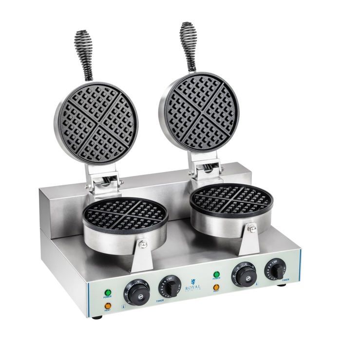 Gaufrier double rond professionnel Téflon rond puissance 2 x 1 300 watts 3614060