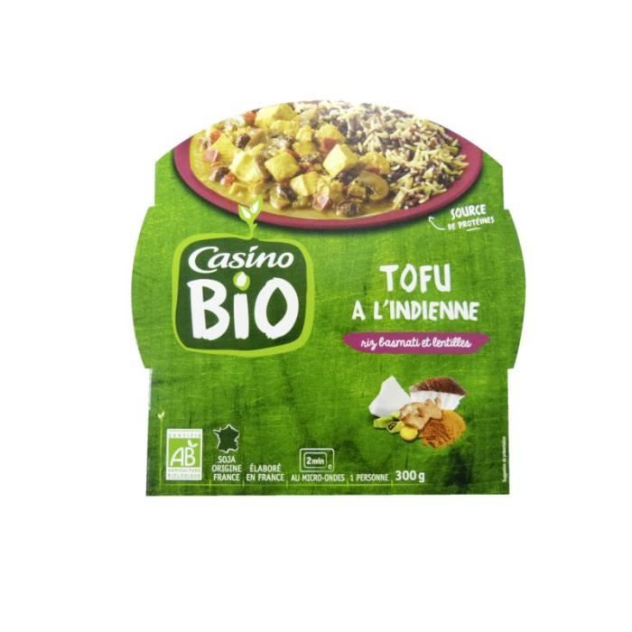 CASINO Tofu à l'indienne Riz basmati et lentilles Bio - 300G