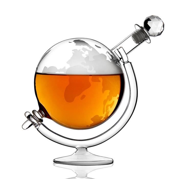 Carafe À Whisky World Globe En Fibre De Verre Fabriquée À La Main Avec Verre Artisanal Pour Spiritueux, Liqueur 1000 Ml