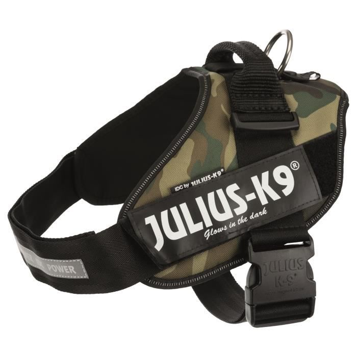 JULIUS K9 Harnais Power IDC 0–M–L : 58–76 cm - 40 mm - Camouflage - Pour chien