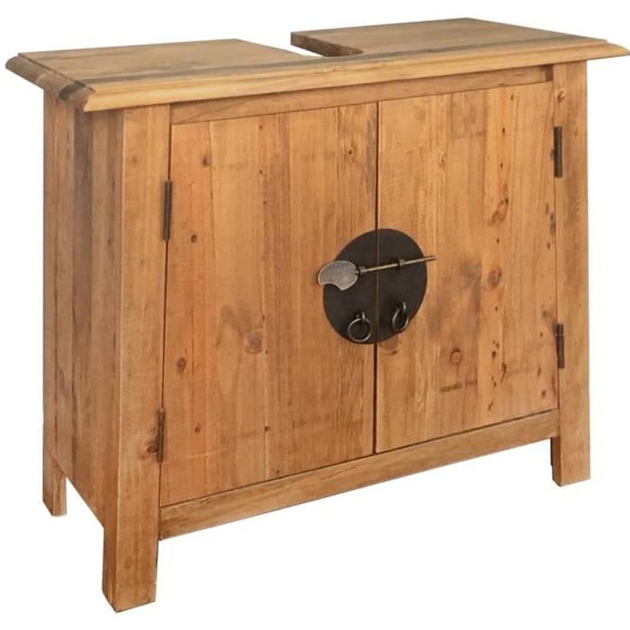 Meuble sous Lavabo Meuble sous-vasque Meuble de Salle de Bains Pin Massif Recyclé 70x32x63 cm