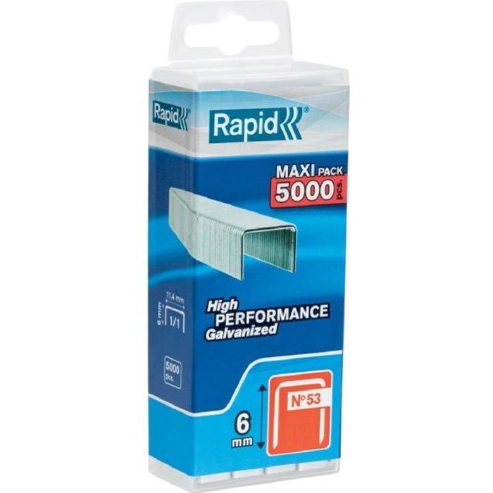 RAPID 5000 agrafes n°53 Rapid Agraf 6mm