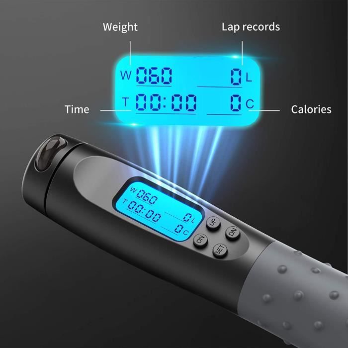 Corde a Sauter Sport Maison Materiel Musculation 3M R eacuteglable avec Compteur LED Speed Jump Rope, Corde agrave Sauter sans fi