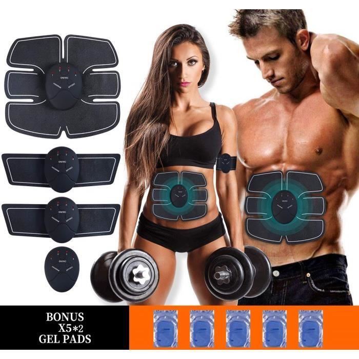 Electrostimulateur Musculaire Entraînement Abdominal/Cuisse/Bras Muscle EMS Forme d'exercice Fitness, et 100 Coussinets de Gel