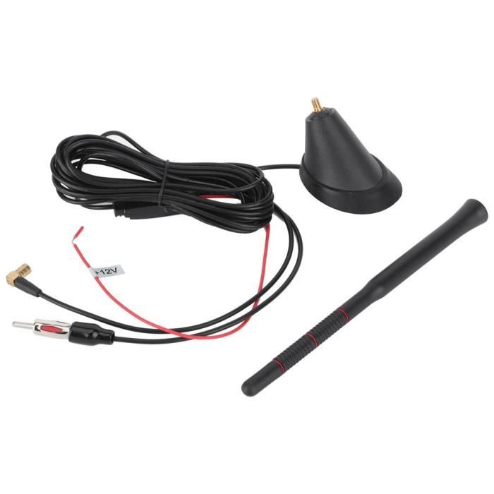 HURRISE Antenne DAB + FM de voiture Antenne DAB+FM Amplifiée Active de Voiture Antenne Radio de Toit Numérique Étanche 12V