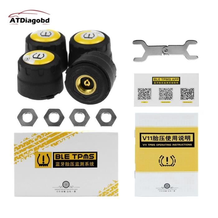 Capteur de pression des Pneus de Voiture, Bluetooth 4.0, TPMS, Alarme Externe Universelle, pour Android - iOS