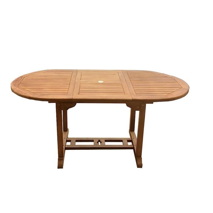 Table Kajang 6 : table de jardin ovale extensible en teck brut 6 personnes