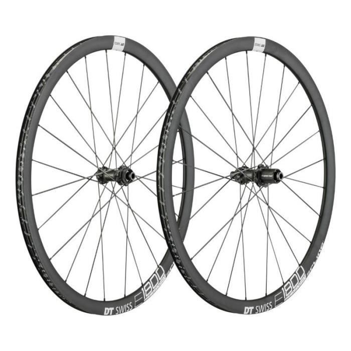 Paire de roues de vélo route performance axe 12-142 et 12-100 mm cassette pneu 23-25 mm(hauteur jante 32 mm) adaptateur blocage DT S