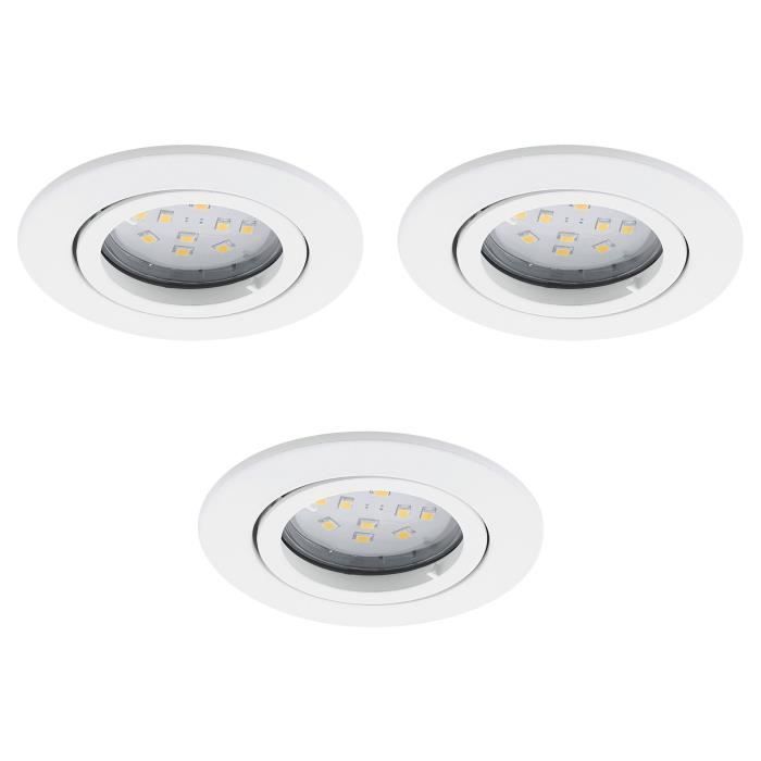 TEDO - Kit 3 Spots LED encastrables et orientables Blanc Ø8cm 105Â°