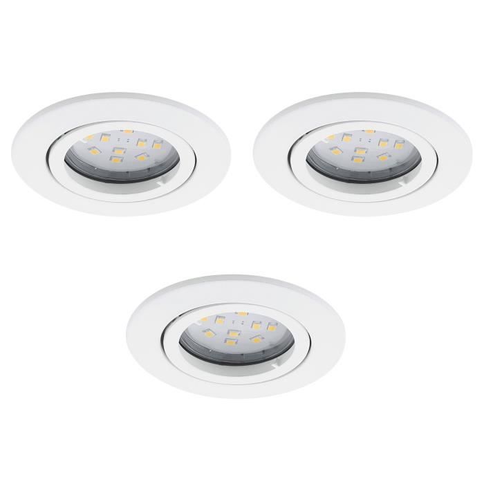 TEDO - Kit 3 Spots LED encastrables et orientables Blanc Ø8cm 105°