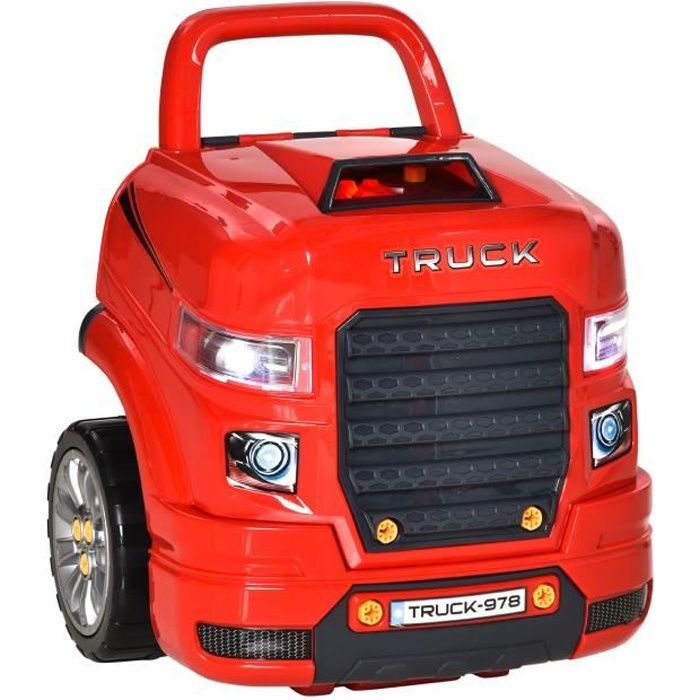 Camion Homcom modele mecano - 2 en 1 - 40 x 39 x 47 cm - Rouge