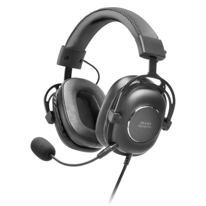 Mars Gaming MH6 Noir – Casque Ultralégère + Microphone Amovible - Carte Externe Son 7.1