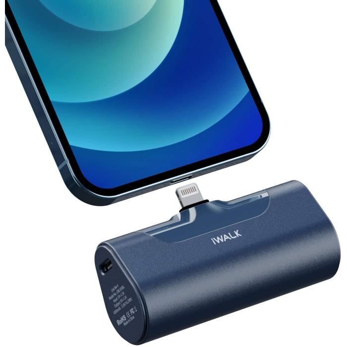 iWALK Mini Chargeur Portable 4500mAh, Power Bank Ultra Compacte, Batterie Externe Compacte et Mignonne Compatible avec iPhone 12/12