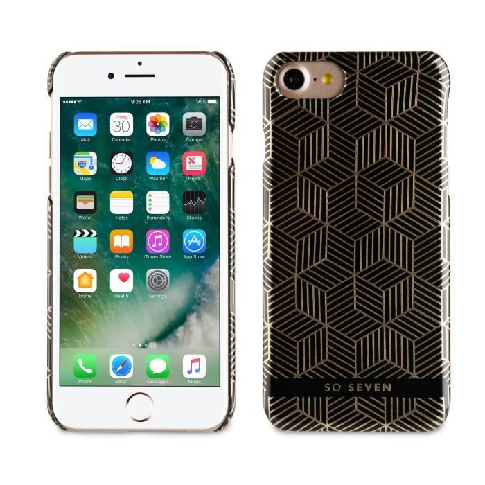 SO SEVEN Bundle Midnight CUBIC Coque + Pochette OR IPHONE 7