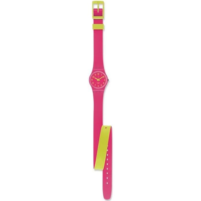 SWATCH FEMME 41MM ROSE CAOUTCHOUC BRACELET PLASTIQUE BOITIER DATE MONTRE LP131