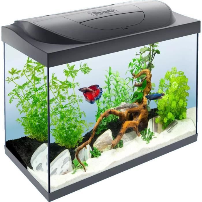 Aquarium TETRA Starter Line LED 80 L noir (Livré avec éclairage LED, filtre, chauffage, aliments et produits d'entretien)