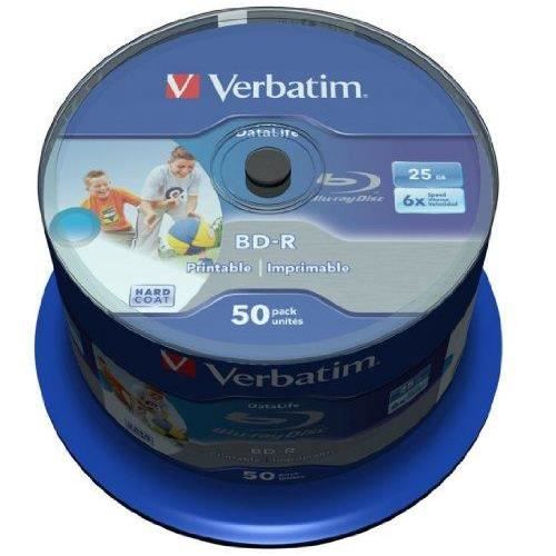 VERBATIM 43812 25Go BD-R Disque Vierge Blu-Ray - disques Vierges Blu-Ray (BD-R, 25 Go, 405 nm, Fuseau, 50 pièce (s))