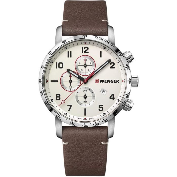 Wenger Homme Attitude Chronograph - Montre en Acier Inoxydable avec Quartz, Analogue à la Fabrication Suisse 01.1543.113 6642