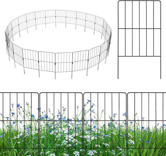 RELAX4LIFE Lot de 25 Clôture de Jardin Décorative 825 x 60 CM - Bordure de Jardin Pliante pour Protéger Plantes/Isoler Animaux,Noir