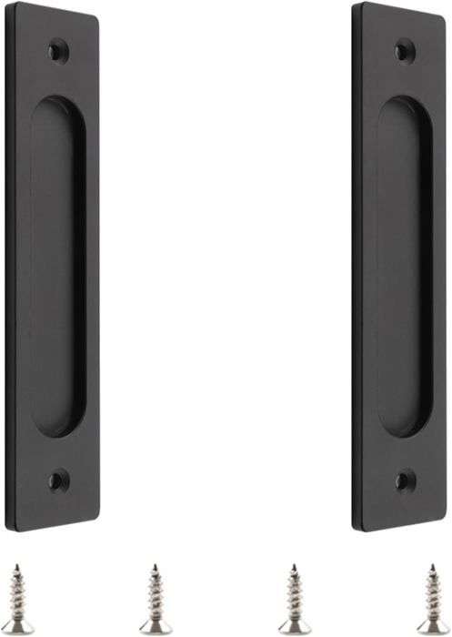 Poignées de porte intérieures lot de 2 en aluminium noir mat encastrées avec vis de montage