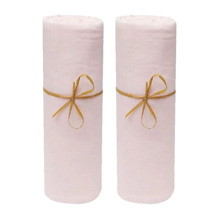 Lot de 2 Draps housse lit bébé 60 x 120 cm / 100% coton / 57 fils/cm² - 1 Rose + 1 Rose Lot de 2 Draps housse lit bébé 60 x 120 cm / 100% coton / 57 fils/cm² - 1 Rose + 1 Rose