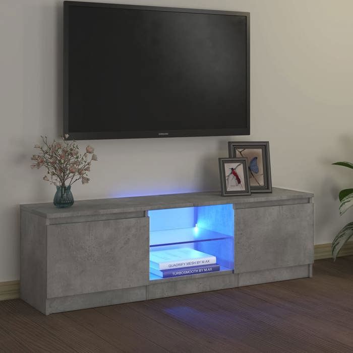 *NEW Meuble HiFi - Classique - Meuble TV avec éclairage LED gris béton - 120x30x35 5 cm 49663
