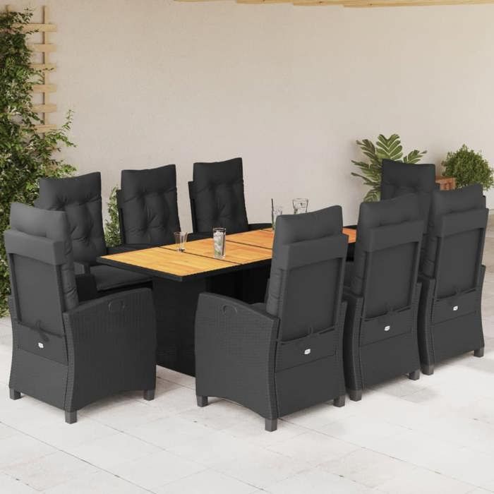 vidaXL Lot de 2 chaises longues avec table - vue 10