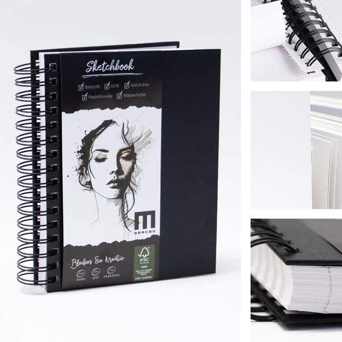 Carnet De Croquis A5 Spirale 120 Feuilles – Papier Kraft 100 G/m² Naturel Robuste – Idéal Charbon, Crayon, Pastel
