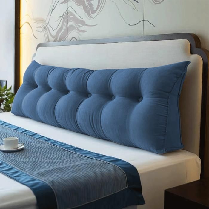 YIPEEMA. COUSSIN DE LECTURE POUR LIT ET CANAPÉ COUSSIN LOMBAIRE COUSSIN DE SOUTIEN DORSAL 180*20*50CM BLEU.