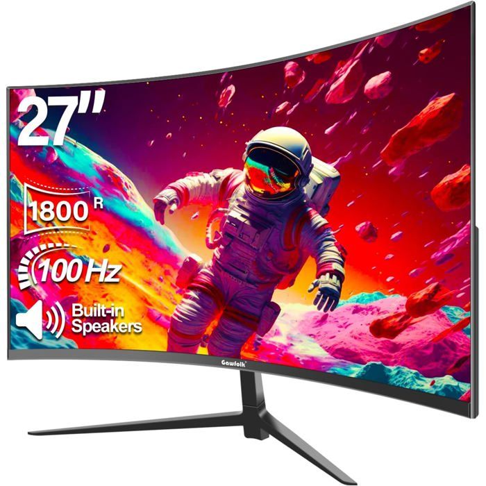 Écran Pc 27 Pouces Full Hd (1920X1080)100Hz1Ms1800R Eye Care Et FreesyncSupporte VesaInclinableVesa 75X75Noir