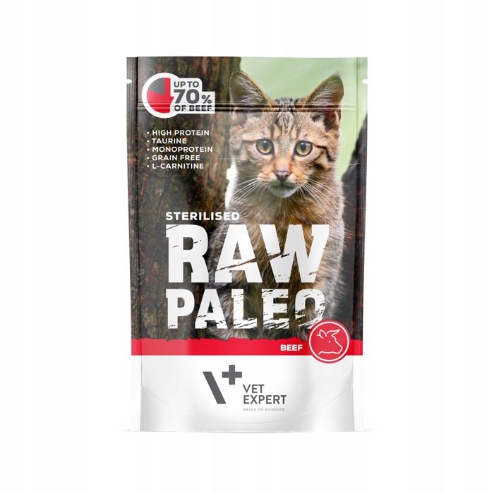 Nourriture humide pour chat stérilisé - INSPIREDDOG - Bœuf cru 70% (bœuf & abats) - Sans sucre ajouté - Sans céréales