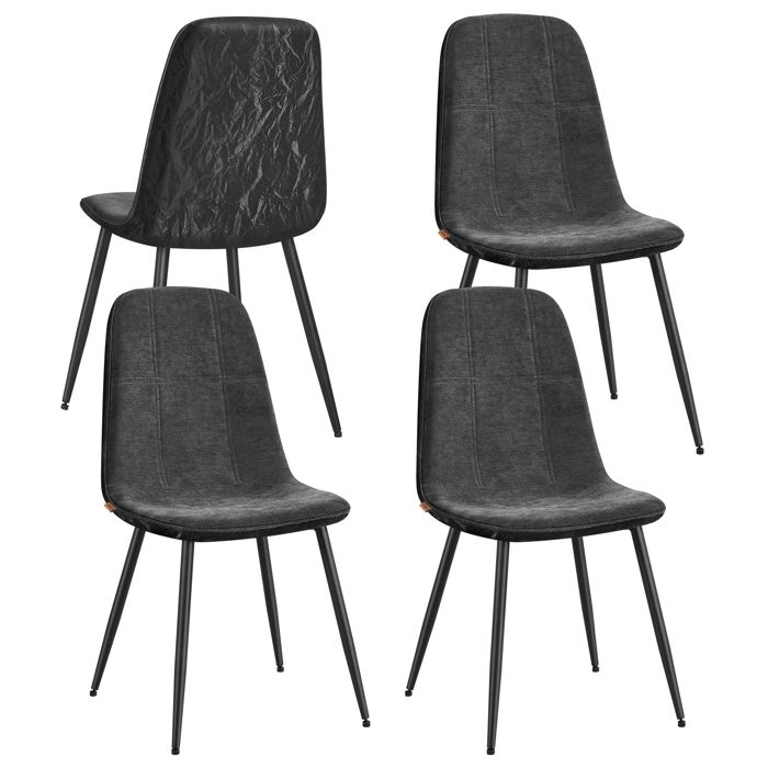 VASAGLE Chaises de Salle à Manger Lot de 4 Support Métallique Pieds Réglables Tissu Chenille PU Texturé Glacé Gris Ardoise VASAGLE Chaises de Salle à Manger Lot de 4 Support Métallique Pieds Réglables Tissu Chenille PU Texturé Glacé Gris Ardoise
