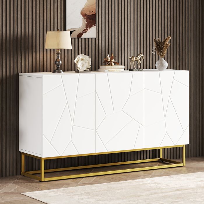 Armoire Buffet - Nalookamic - 130 cm - Surface Brillante - Structure Métallique - Design Moderne