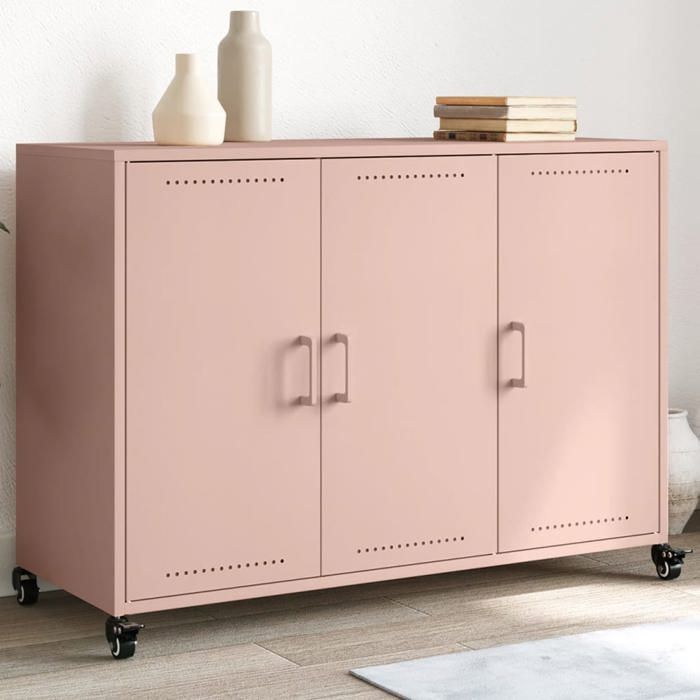 SALE 2025Meuble bas bahut vaisselier - Buffet rose 1005x39x72 cm acier laminé à froid25 Kg 8365