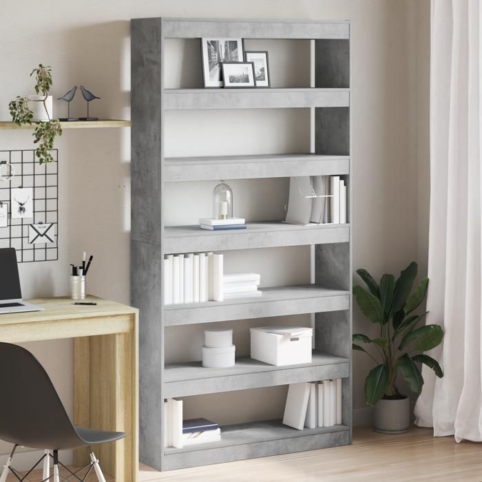 CLARENCEBibliothèque Vitrine salon/porte-livres - Grise bois dingénierie 100 x 30 x 198 cm Étagère EU663371