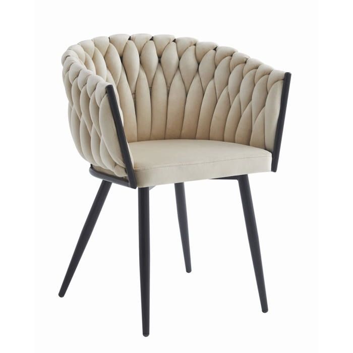 KOMODEE Chaise ORINO - velours beige / pieds noirs x 1 61x79x55 cm KOMODEE Chaise ORINO - velours beige / pieds noirs x 1 61x79x55 cm
