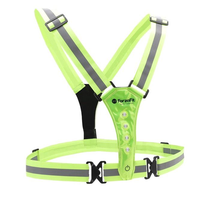 Gilet de course à pied ForzaFit - Réfléchissant - Eclairage LED - Jaune fluo