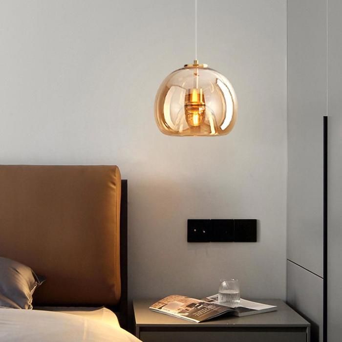 WOTTES Lustre Suspension Industrielle Conception Ø25cm en Forme Boule Verre Moderne Luminaire pour Salle à Manger Bar 1pcs