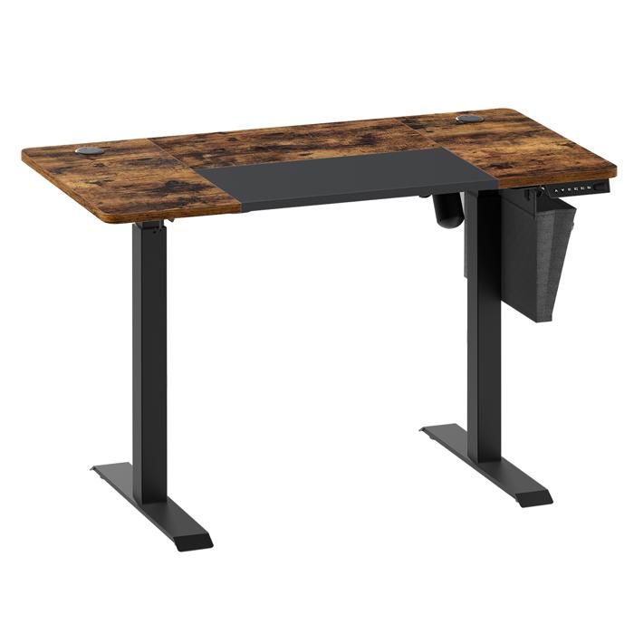 Bureau Électrique Réglable - 120x60 cm - 4 Hauteurs Mémorisables - Marron Rustique