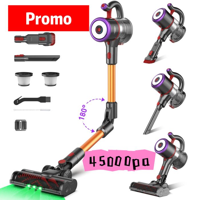 Aspirateur Balai Sans Fil ONSEEN Puissant 550W / 45Kpa / 1.6L / Autonomie 53min Filtration 5 Étapes - LED - Anti-Enchev ASPIRATEUR BALAI