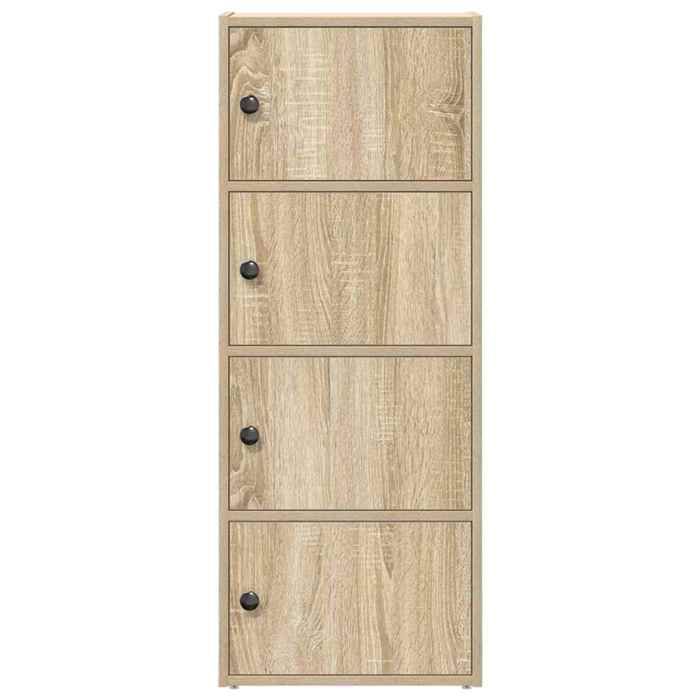 Bibliothèque en bois dingénierie - WIENS - Chêne sonoma - 40x24x102 cm - Compartiments 365x24x23 cm - Porte flexible