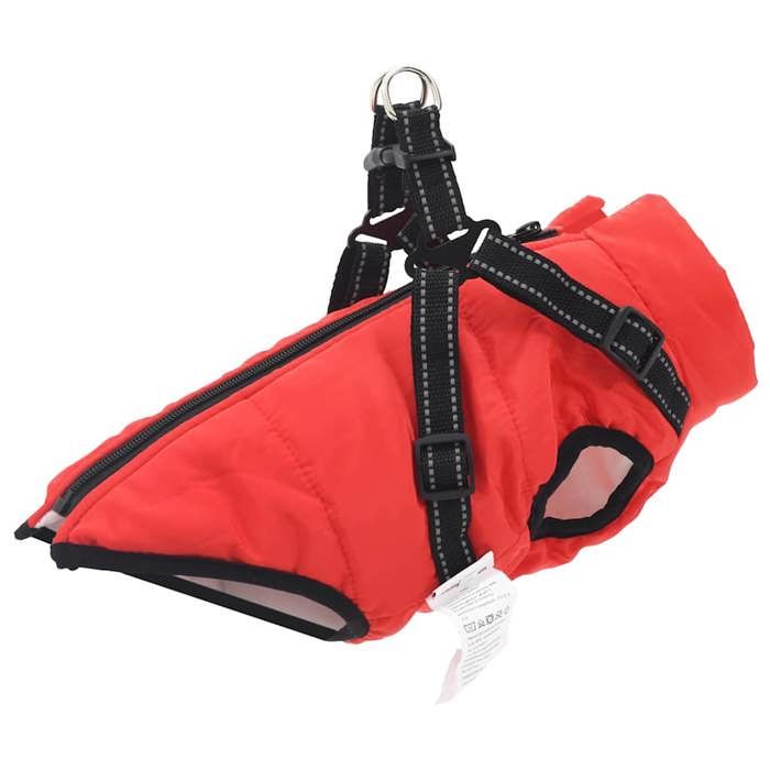 （ON SALE)Manteau pour chien - Coupe-vent et résistant à leau - avec harnais Rouge XL Fleece et Polyester @FR9371860