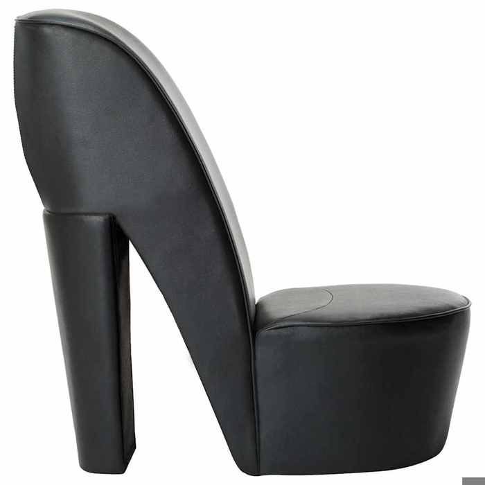 BEST-HOME Meuble de Siège - UU - Chaise en forme de chaussure à talon haut noir similicuir HH675